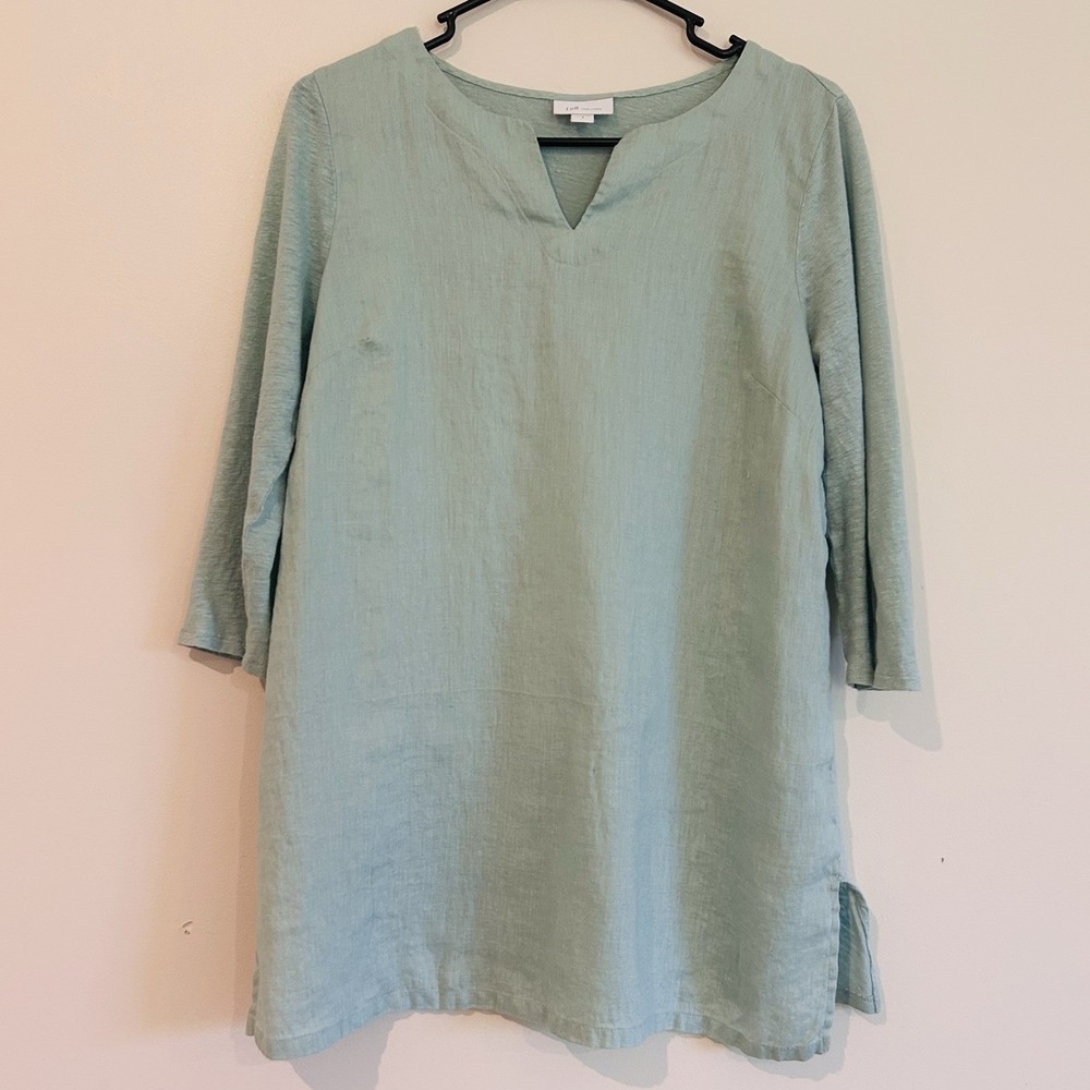 J Jill Love Linen Blouse Sz Small Lightweight Beachy Tunic Lagenlook Pullover